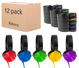 Bulk Headphones for Classroom, 12 Pack Durable Wired School Headphones for Students. Teacher Must Haves Supplies from Elementary to College (Mixed Color) Bulk Headphones for Classroom, 12 Pack Durable Wired School Headphones for Students. Teacher Must Haves Supplies from Elementary to College (Mixed Color)