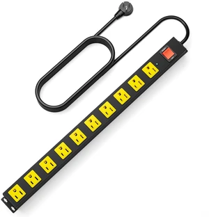 10 Outlet Metal Power Strip with 2100J Surge Protector, Heavy Duty 6FT Extension Cord, Wide Spaced Outlets and Wall Mount for Garage, Workshop, Industrial, Home, Ideal Gift for Father (6ft) 10 Outlet Metal Power Strip with 2100J Surge Protector, Heavy Duty 6FT Extension Cord, Wide Spaced Outlets and Wall Mount for Garage, Workshop, Industrial, Home, Ideal Gift for Father (6ft)