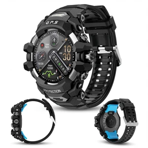 Smart Watch for Men with Built-in GPS, 1.43" AMOLED Fitness Tracker with Bluetooth Calling, Dual LED Flashlight, Compass Altimeter Barometer, IP68 Rugged Outdoor Watch, Black Smart Watch for Men with Built-in GPS, 1.43" AMOLED Fitness Tracker with Bluetooth Calling, Dual LED Flashlight, Compass Altimeter Barometer, IP68 Rugged Outdoor Watch, Black