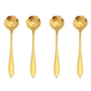 Rose Gold Coffee Spoons (Set of 4) | Stainless Steel Espresso/Tea Spoons | Rose-Shaped Bowl | Mini Size, Perfect for Espresso and Desserts | Elegant Gold Finish | Ideal for Coffee Bars Rose Gold Coffee Spoons (Set of 4) | Stainless Steel Espresso/Tea Spoons | Rose-Shaped Bowl | Mini Size, Perfect for Espresso and Desserts | Elegant Gold Finish | Ideal for Coffee Bars