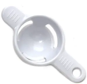 Basic plastic egg separator, 5 inches long, white. Basic plastic egg separator, 5 inches long, white.