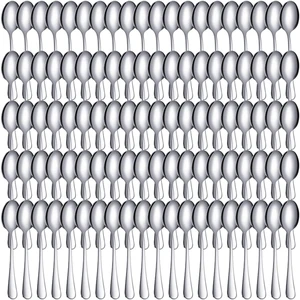 Pack of 100 stainless steel espresso spoons (4.33 inches long, 1.18 inches wide), suitable for coffee tasting, tea, desserts, and appetizers; Pack of 100 stainless steel espresso spoons (4.33 inches long, 1.18 inches wide), suitable for coffee tasting, tea, desserts, and appetizers;