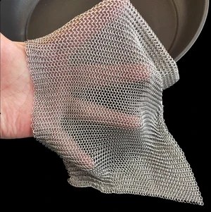 Taspooke Cast Iron Cleaner and Chainmail Skillet Scrubber - Upgraded 3.8mm Small Ring, 316L Stainless Steel Fine Rings - Durable Scraper for Skillets, Pans, Griddles & Containers Taspooke Cast Iron Cleaner and Chainmail Skillet Scrubber - Upgraded 3.8mm Small Ring, 316L Stainless Steel Fine Rings - Durable Scraper for Skillets, Pans, Griddles & Containers