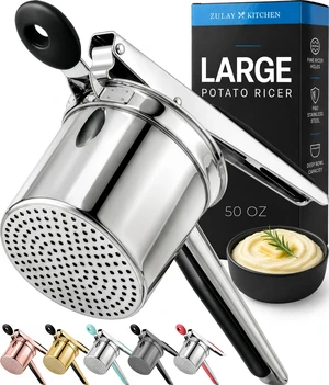 Large 15-Ounce Potato Masher Heavy-Duty Stainless Steel Tool for Effortlessly Making Perfect Mashed Potatoes Large 15-Ounce Potato Masher Heavy-Duty Stainless Steel Tool for Effortlessly Making Perfect Mashed Potatoes