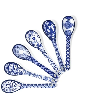 5.2-inch ceramic coffee spoon (set of 6, vintage blue) suitable for espresso, tea, desserts, and stirring; dishwasher and microwave safe. 5.2-inch ceramic coffee spoon (set of 6, vintage blue) suitable for espresso, tea, desserts, and stirring; dishwasher and microwave safe.