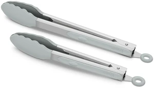 Silicone Kitchen Tongs (2-Piece Set: 9-inch & 12-inch, Stainless Steel, Warm Gray) | Heat-resistant up to 500°F; features BPA-free silicone tips, a locking mechanism, and non-slip handles. Silicone Kitchen Tongs (2-Piece Set: 9-inch & 12-inch, Stainless Steel, Warm Gray) | Heat-resistant up to 500°F; features BPA-free silicone tips, a locking mechanism, and non-slip handles.