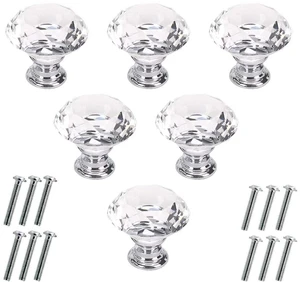 6 Pcs Crystal Glass Cabinet Knobs 30mm Diamond Shape Drawer Kitchen Cabinets Dresser Cupboard Wardrobe Pulls Handles (30mm, Clear) 6 Pcs Crystal Glass Cabinet Knobs 30mm Diamond Shape Drawer Kitchen Cabinets Dresser Cupboard Wardrobe Pulls Handles (30mm, Clear)