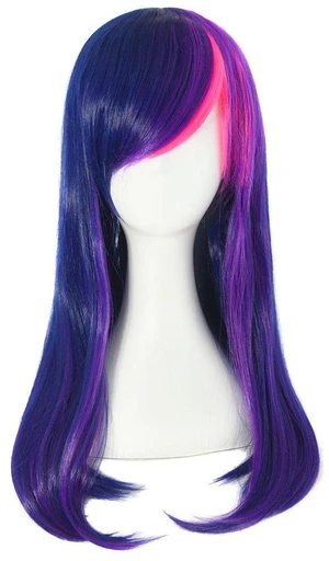 24 Inch Stylish Long Wavy Curly Cosplay Party Wig, Purple/Pink | Side Bangs, 60 cm Wig 24 Inch Stylish Long Wavy Curly Cosplay Party Wig, Purple/Pink | Side Bangs, 60 cm Wig