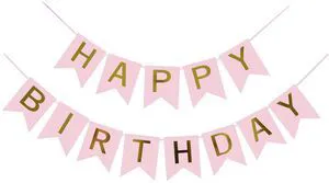 Happy Birthday Banner Pink Birthday Signs Party Supplies Garland Decorations Nursery Hanging Decor (Soft Pink) Happy Birthday Banner Pink Birthday Signs Party Supplies Garland Decorations Nursery Hanging Decor (Soft Pink)