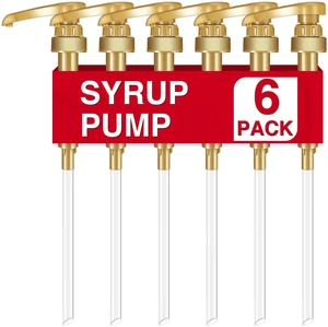 Coffee Syrup Pump, 6 Pack Gold Syrup Pump | Skinny Syrup Pump for 750ml 25.4oz Syrup Bottle, Syrup Pump Dispenser for Coffee Bar Drinking Mixes,Davinci,Jordans Coffee Syrup Pump, 6 Pack Gold Syrup Pump | Skinny Syrup Pump for 750ml 25.4oz Syrup Bottle, Syrup Pump Dispenser for Coffee Bar Drinking Mixes,Davinci,Jordans