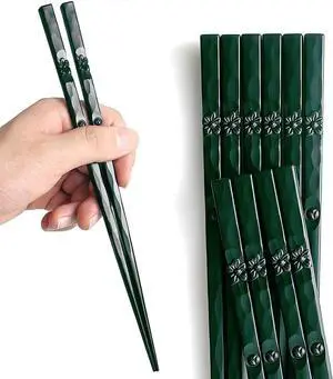 5 Pairs Fiberglass Chopsticks, Dishwasher Safe | Reusable Chopsticks, Non Slip Japanese Style Chop Sticks, 9.5 Inch - Green 5 Pairs Fiberglass Chopsticks, Dishwasher Safe | Reusable Chopsticks, Non Slip Japanese Style Chop Sticks, 9.5 Inch - Green