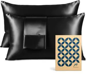 Satin Pillowcase 2 Pack - Queen Size (20"x30", Black) - Silky Pillow Cases for Hair and Skin - Satin Pillow Covers with Envelope Closure - Extra Soft Premium Microfiber Satin Pillowcase 2 Pack - Queen Size (20"x30", Black) - Silky Pillow Cases for Hair and Skin - Satin Pillow Covers with Envelope Closure - Extra Soft Premium Microfiber