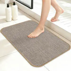 Bathroom Rug Non Slip Bath Mat 24" x 16", Khaki | Ultra Thin, Quick Drying, Absorbent, Washable, Low-Profile, Crack-Resistant Edges, Comfortable Underfoot Bathroom Rug Non Slip Bath Mat 24" x 16", Khaki | Ultra Thin, Quick Drying, Absorbent, Washable, Low-Profile, Crack-Resistant Edges, Comfortable Underfoot