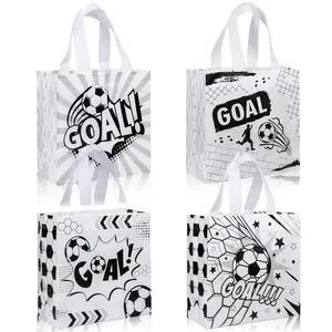 12 Pack Soccer Goodie Bags with Handles - Reusable Non-Woven Soccer Snack Bags for Team, Football Gift Bag for Sports Birthday Party, Soccers Treat Bag & Party Favors - 4 Unique Designs 12 Pack Soccer Goodie Bags with Handles - Reusable Non-Woven Soccer Snack Bags for Team, Football Gift Bag for Sports Birthday Party, Soccers Treat Bag & Party Favors - 4 Unique Designs