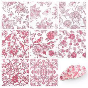 16 Pcs 8 Styles Decoupage Napkins, Pink and White Floral Paper Napkins Chinoiserie Decorative Cocktail Napkin Pretty Printed Cocktail Paper for DIY Crafting Furniture Decor Birthday Party Baby Shower 16 Pcs 8 Styles Decoupage Napkins, Pink and White Floral Paper Napkins Chinoiserie Decorative Cocktail Napkin Pretty Printed Cocktail Paper for DIY Crafting Furniture Decor Birthday Party Baby Shower