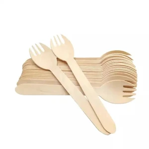 5.5" Disposable Wooden Sporks/Natural Wooden Utensils- Pack of 100ct 5.5" Disposable Wooden Sporks/Natural Wooden Utensils- Pack of 100ct