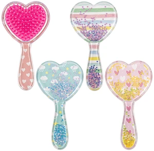 4 Pack Sequin Glitter Hair Brush Detangle Massage Comb Cute Mini Heart Brush for Women 4 Pack Sequin Glitter Hair Brush Detangle Massage Comb Cute Mini Heart Brush for Women