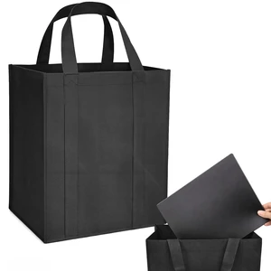 1 Pack Large Foldable Shopping Bag, Reusable Grocery Bag, Black | 15"W x 12.5"H x 10"D, For Shopping, Non-woven Fabric, Washable, 40 LBS Capacity 1 Pack Large Foldable Shopping Bag, Reusable Grocery Bag, Black | 15"W x 12.5"H x 10"D, For Shopping, Non-woven Fabric, Washable, 40 LBS Capacity