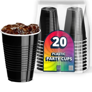20 Party Cups 12 oz Disposable Plastic Cups for Birthday Party Bachelorette Camping Indoor Outdoor Events Beverage Drinking Cups (Black, 20) 20 Party Cups 12 oz Disposable Plastic Cups for Birthday Party Bachelorette Camping Indoor Outdoor Events Beverage Drinking Cups (Black, 20)