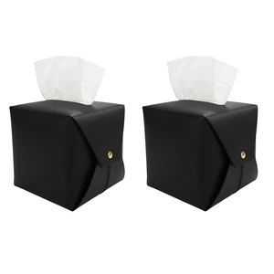 2 Pack Tissue Box Cover Square,Bathroom Decor, Black | Soft Faux Leather Tissue Box Holder, Side Opening Snap & Sewn Bottom Design, Easy to Swap, For Vanity Tabletop Office 2 Pack Tissue Box Cover Square,Bathroom Decor, Black | Soft Faux Leather Tissue Box Holder, Side Opening Snap & Sewn Bottom Design, Easy to Swap, For Vanity Tabletop Office
