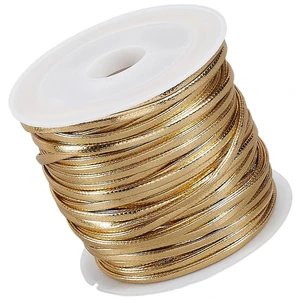 10.94 Yard Flat Metallic PU Leather String Cord 2MM Fold Over Gold Leather Thin Strap Double Sided Cording Lace Rope Braiding Strip Thread for Jewelry Making Crafts Bracelet Necklace 10.94 Yard Flat Metallic PU Leather String Cord 2MM Fold Over Gold Leather Thin Strap Double Sided Cording Lace Rope Braiding Strip Thread for Jewelry Making Crafts Bracelet Necklace