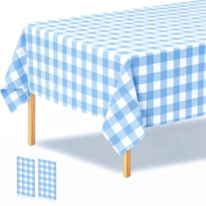 2 Pcs Blue and White Checkered Tablecloth, Blue Plastic Table Cloths for Parties Disposable, 54 x 108 inch Waterproof Rectangular Blue Gingham Camping Tablecloth for Birthday,Picnic, Party, Camping 2 Pcs Blue and White Checkered Tablecloth, Blue Plastic Table Cloths for Parties Disposable, 54 x 108 inch Waterproof Rectangular Blue Gingham Camping Tablecloth for Birthday,Picnic, Party, Camping