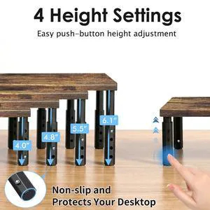 Adjustable Wood Computer Monitor Stand Riser, Office Desk Organizer and Accessories for Monitor, Laptop, PC, Printer, Office Desk Accessories Workspace Organizer for Home Office Supplies, Brown Adjustable Wood Computer Monitor Stand Riser, Office Desk Organizer and Accessories for Monitor, Laptop, PC, Printer, Office Desk Accessories Workspace Organizer for Home Office Supplies, Brown