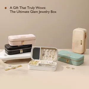 Travel Jewelry Case, Travel Jewelry Box Organizer with Mirror, 4.1 x 8 x 2.4 Inches, Stitching, Portable, Gift Idea (White) Travel Jewelry Case, Travel Jewelry Box Organizer with Mirror, 4.1 x 8 x 2.4 Inches, Stitching, Portable, Gift Idea (White)
