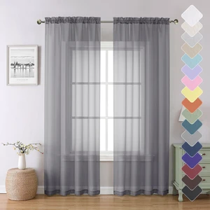 Charcoal Grey Sheer Curtains 84 Inches Long 2 Panels, Voile Airy Light Filtering Curtains for Living Room Bedroom, Dual Rod Pocket Sheer Window Treatments Drapes, Each Panel 40" W x 84" L Charcoal Grey Sheer Curtains 84 Inches Long 2 Panels, Voile Airy Light Filtering Curtains for Living Room Bedroom, Dual Rod Pocket Sheer Window Treatments Drapes, Each Panel 40" W x 84" L