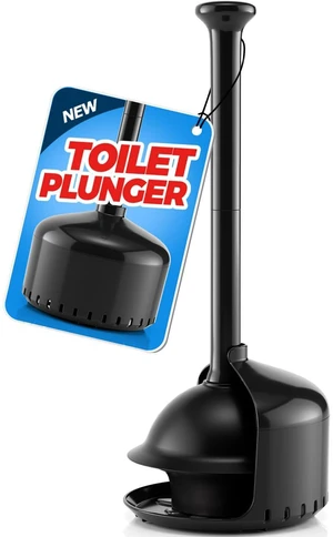 Toilet Plunger with Holder - Heavy Duty Bathroom Cleaning Tools | Plungers for Bathroom, Toilet Bowl Cleaners, Apartment Must Haves, Bathroom Decor Accessories, Home Essentials, Black Toilet Plunger with Holder - Heavy Duty Bathroom Cleaning Tools | Plungers for Bathroom, Toilet Bowl Cleaners, Apartment Must Haves, Bathroom Decor Accessories, Home Essentials, Black
