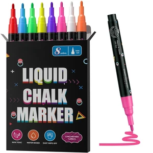 Fine Tip Chalk Markers, Liquid Chalk Pens-8 Pack, 1mm Point | Dry & Wet Erase Chalkboard Markers, Non-Toxic Chalk Marker for First Day of School Sign, Blackboard, Glass, Cars Fine Tip Chalk Markers, Liquid Chalk Pens-8 Pack, 1mm Point | Dry & Wet Erase Chalkboard Markers, Non-Toxic Chalk Marker for First Day of School Sign, Blackboard, Glass, Cars