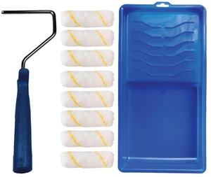Mini Paint Roller Kit, 4" 1/2" Nap Roller Covers, Trim, 10 Piece | Includes 4-inch frame, tray & 8 sleeves | Cabinets, doors, edging & tight spaces | Interior & exterior Mini Paint Roller Kit, 4" 1/2" Nap Roller Covers, Trim, 10 Piece | Includes 4-inch frame, tray & 8 sleeves | Cabinets, doors, edging & tight spaces | Interior & exterior