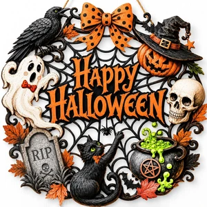 Halloween Door Decorations, Wooden Black Cat Pumpkin Wreath for Front Door | Happy Halloween Hanging Decoration for Outdoor Indoor Wall, Entryway, Porch, Home Party and Farmhouse Display Halloween Door Decorations, Wooden Black Cat Pumpkin Wreath for Front Door | Happy Halloween Hanging Decoration for Outdoor Indoor Wall, Entryway, Porch, Home Party and Farmhouse Display