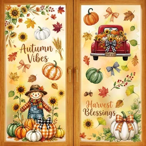 Fall Window Clings Decor Autumn Harvest Thanksgiving Decorations Stickers | 9 Sheets Leaf Pumpkin Scarescow Fall Y'all Truck Decals For Home Office Classroom Indoor Party Cute Festive Holiday Clings Fall Window Clings Decor Autumn Harvest Thanksgiving Decorations Stickers | 9 Sheets Leaf Pumpkin Scarescow Fall Y'all Truck Decals For Home Office Classroom Indoor Party Cute Festive Holiday Clings