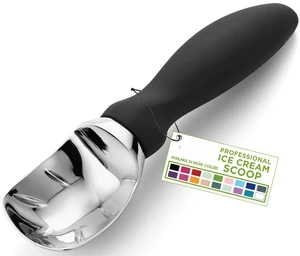 Heavy Duty Metal Ice Cream Scoop with Soft Grip Handle, Black | Professional Ice Cream Scooper for Kitchen, Dishwasher Safe Ice Cream Spoon for Gelato, Sorbet, Cookie Dough, Sundae, Melon Heavy Duty Metal Ice Cream Scoop with Soft Grip Handle, Black | Professional Ice Cream Scooper for Kitchen, Dishwasher Safe Ice Cream Spoon for Gelato, Sorbet, Cookie Dough, Sundae, Melon