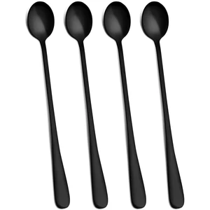 Matte Black 9-Inch Long Handle Iced Tea Spoons, Coffee Spoon, Ice Cream Spoon, Stainless Steel Cocktail Stirring Spoons, Set of 4 Matte Black 9-Inch Long Handle Iced Tea Spoons, Coffee Spoon, Ice Cream Spoon, Stainless Steel Cocktail Stirring Spoons, Set of 4