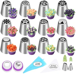 47 Pcs Russian Piping Tips Set, 12 Flower Frosting Nozzles Icing Tips for Cake Decorating Tips Kit, Baking Supplies for Cookie Cupcake, 2 Leaf Piping Tips 2 Couplers 30 Pastry Baking Bags 47 Pcs Russian Piping Tips Set, 12 Flower Frosting Nozzles Icing Tips for Cake Decorating Tips Kit, Baking Supplies for Cookie Cupcake, 2 Leaf Piping Tips 2 Couplers 30 Pastry Baking Bags