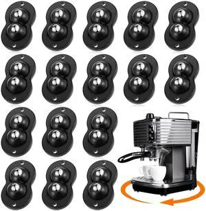 16 Pcs Self Adhesive Appliance Wheels with 2 Steel Ball, Black | 360 Swivel Mini Casters for Kitchen Countertop, Dual Steel Ball Bearings, 55lbs Load, Stable No-scratch Rolling Appliance 16 Pcs Self Adhesive Appliance Wheels with 2 Steel Ball, Black | 360 Swivel Mini Casters for Kitchen Countertop, Dual Steel Ball Bearings, 55lbs Load, Stable No-scratch Rolling Appliance