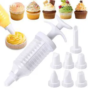 Cake Decorating Kit, Icing Gun with 8 Piping Tips for Cupcakes | 8 Piping Tips with one-handed Icing Gun Control for Cakes, Cupcakes, Cookies and Dessert Decorating Cake Decorating Kit, Icing Gun with 8 Piping Tips for Cupcakes | 8 Piping Tips with one-handed Icing Gun Control for Cakes, Cupcakes, Cookies and Dessert Decorating