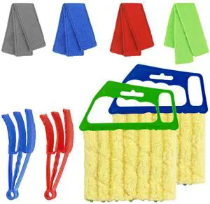 4 Pcs Window Venetian Blind Cleaner Duster Tool Set with 7 Fingers | Blue/Green, For Window Shutters Air Conditioner, Car Vents, Fans. Reusable. Includes 4 Extra Cover 4 Pcs Window Venetian Blind Cleaner Duster Tool Set with 7 Fingers | Blue/Green, For Window Shutters Air Conditioner, Car Vents, Fans. Reusable. Includes 4 Extra Cover