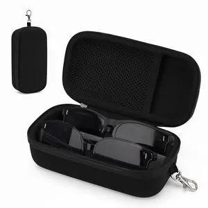 Double Eyeglasses Case, Hard Shell Glasses Case for Men Women, Black | Shockproof Hard Dual Glasses Case, Travel Sunglasses Organizer with Adjustable Slot & Clip Double Eyeglasses Case, Hard Shell Glasses Case for Men Women, Black | Shockproof Hard Dual Glasses Case, Travel Sunglasses Organizer with Adjustable Slot & Clip