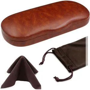 Glasses Case Hard Shell for Small - Medium Frames - Eyeglass Clam Shell Hard Case for Men & Women - Travel Eyewear Holder with Cleaning Fabric Cloth - Protective Storage (AS196 Brown) Glasses Case Hard Shell for Small - Medium Frames - Eyeglass Clam Shell Hard Case for Men & Women - Travel Eyewear Holder with Cleaning Fabric Cloth - Protective Storage (AS196 Brown)
