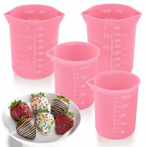 Silicone Cups for Melting Chocolate, 4PCS Pink Silicone Measuring Cups with 1 Cup & 1.5 Cup Capacity, Reusable Baking Supplies for DIY Chocolate Molds, Melting Chocolate Silicone Cups for Melting Chocolate, 4PCS Pink Silicone Measuring Cups with 1 Cup & 1.5 Cup Capacity, Reusable Baking Supplies for DIY Chocolate Molds, Melting Chocolate