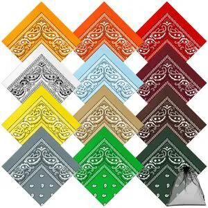 12 Pack Novelty Bandanas Paisley Print Cowboy Bandana Handkerchiefs, Assorted Colors 12 Pack Novelty Bandanas Paisley Print Cowboy Bandana Handkerchiefs, Assorted Colors