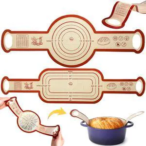 Sourdough Silicone Bread Sling for Dutch Oven, 2PCS Non-Stick Reusable Baking Mat with Long Handles, Essentials Bread Making Supplies for Dough Transfer and Loaf Pan Lifter Liner, Set Of Oval & Round Sourdough Silicone Bread Sling for Dutch Oven, 2PCS Non-Stick Reusable Baking Mat with Long Handles, Essentials Bread Making Supplies for Dough Transfer and Loaf Pan Lifter Liner, Set Of Oval & Round