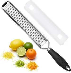 Stainless Steel Lemon Zester - Garlic & Ginger Grater - Black | Premium Zester with Rustproof Blade, Cheese Grater with Handle for Parmesan, Nutmeg, Lime - Durable Citrus Zester, Fine Shred Stainless Steel Lemon Zester - Garlic & Ginger Grater - Black | Premium Zester with Rustproof Blade, Cheese Grater with Handle for Parmesan, Nutmeg, Lime - Durable Citrus Zester, Fine Shred