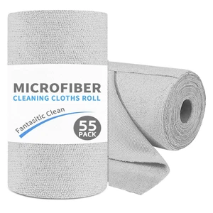 55 Pack Microfiber Cleaning Cloth Roll, Tear Away Reusable Paper Towels, 11" x 9", Ultra Absorbent & Lint Free Microfiber Cloth for Cleaning Cars, Kitchen, Window, Home and Shop, Grey 55 Pack Microfiber Cleaning Cloth Roll, Tear Away Reusable Paper Towels, 11" x 9", Ultra Absorbent & Lint Free Microfiber Cloth for Cleaning Cars, Kitchen, Window, Home and Shop, Grey