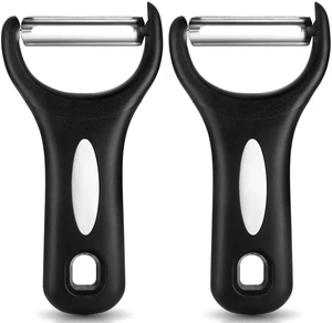 Set of 2 Stainless Steel Y Shaped Vegetable Peeler for Kitchen | Heavy Duty Potato Peeler with Ultra Sharp Blades & Soft Grip Handle for Apple, Carrot, Cucumber, Veggie, Fruit, Citrus Set of 2 Stainless Steel Y Shaped Vegetable Peeler for Kitchen | Heavy Duty Potato Peeler with Ultra Sharp Blades & Soft Grip Handle for Apple, Carrot, Cucumber, Veggie, Fruit, Citrus