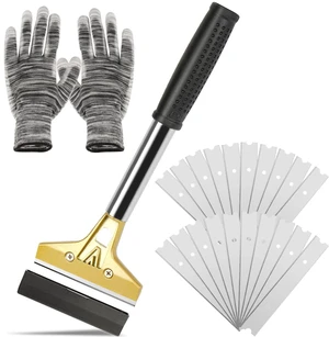 Razor Blade Scraper with 20 PCS Extra Blades and Gloves. | 4"Heavy-Duty Floor Scraper,Ideal for Cleaning Windows,Glass,Tiles,Wall,Labels,DIY Renovators,Professional Cleaners Razor Blade Scraper with 20 PCS Extra Blades and Gloves. | 4"Heavy-Duty Floor Scraper,Ideal for Cleaning Windows,Glass,Tiles,Wall,Labels,DIY Renovators,Professional Cleaners