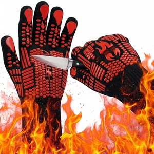 BBQ Gloves, 1472°F Heat Resistant with Silicone Grip Oven Mitts | Non-Slip Grip, for BBQ, Grilling, Oven, Smoker, Cooking and Baking BBQ Gloves, 1472°F Heat Resistant with Silicone Grip Oven Mitts | Non-Slip Grip, for BBQ, Grilling, Oven, Smoker, Cooking and Baking